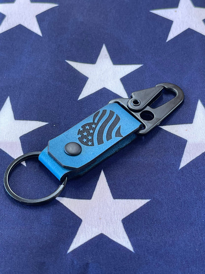 Heart Flag - Leather Keychain