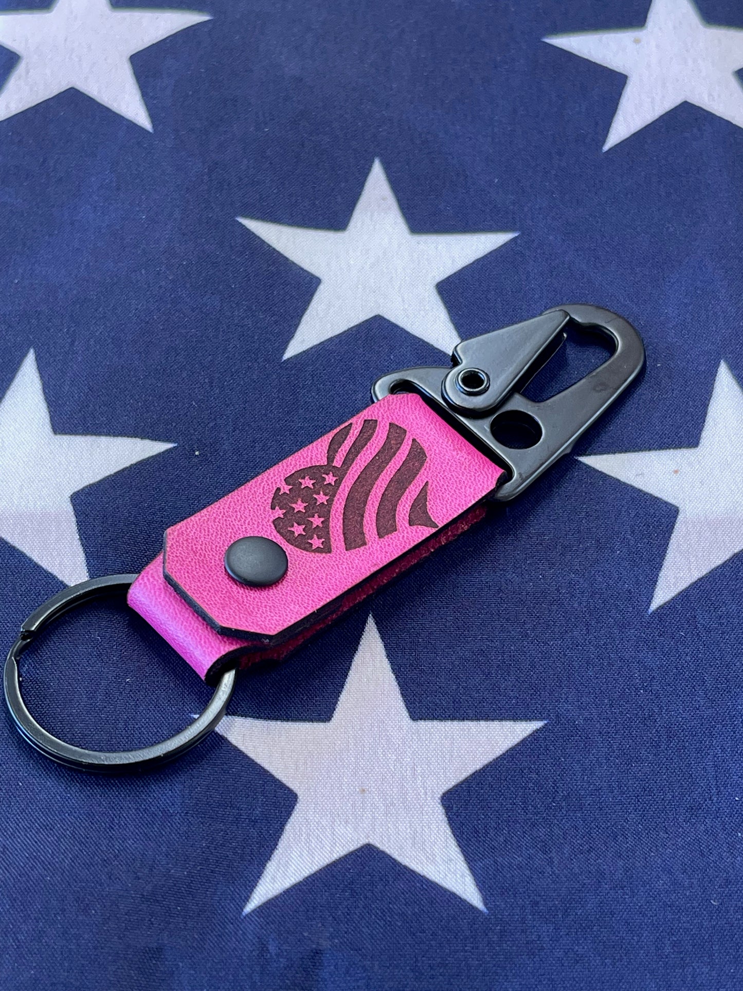 Heart Flag - Leather Keychain