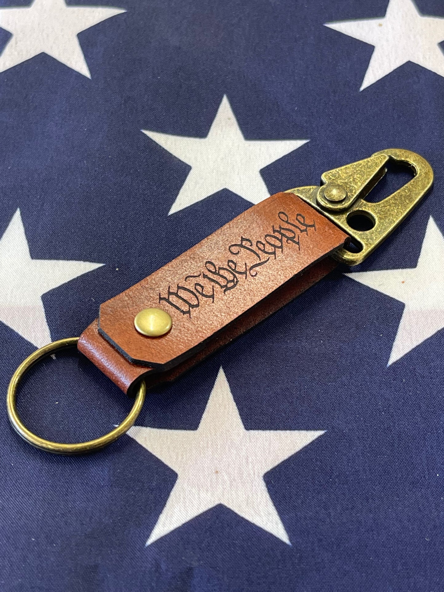 We The People- Leather Keychain