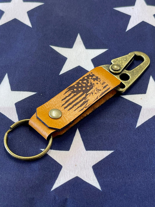 Eagle Flag - Leather Keychain