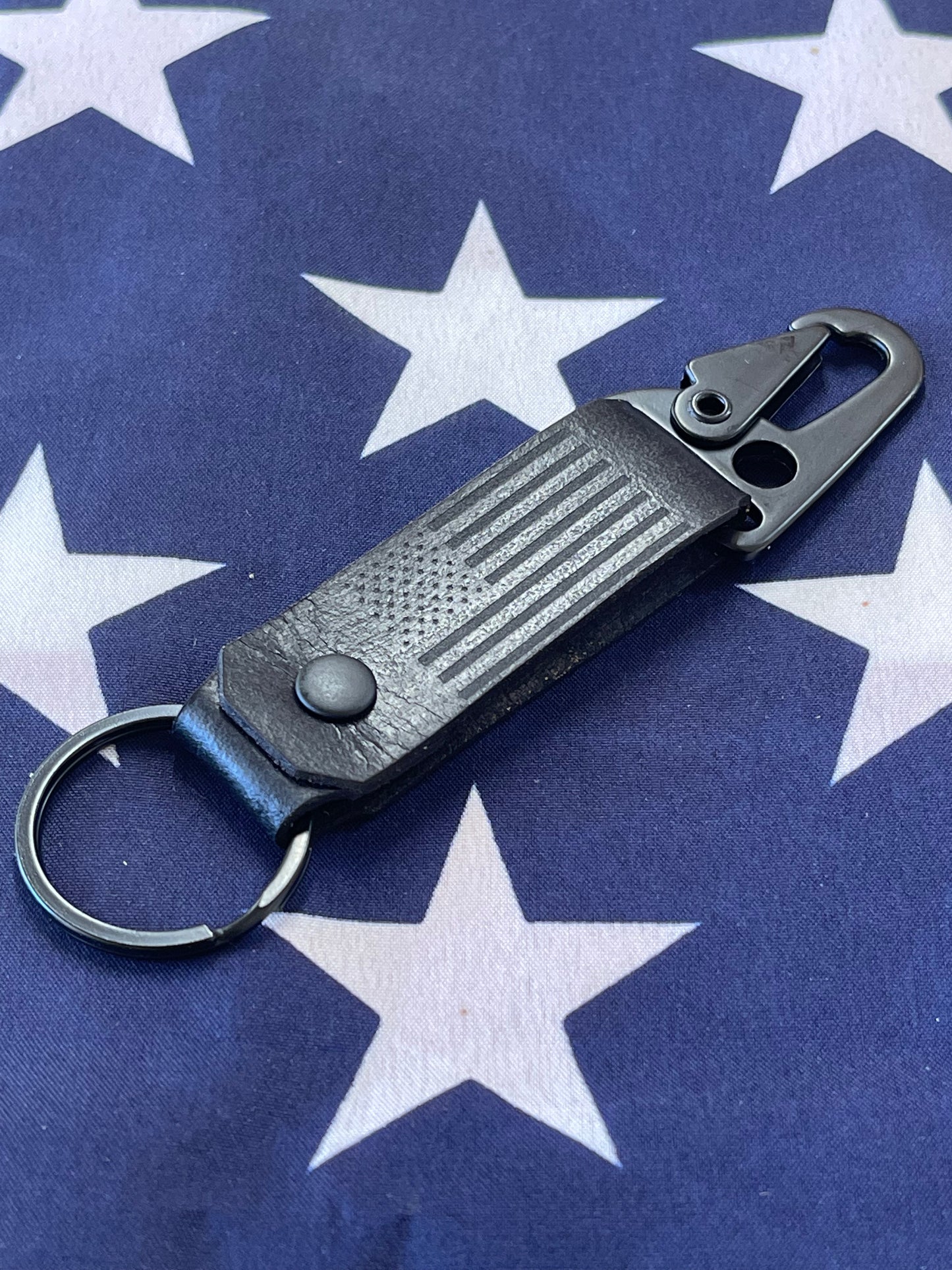 American Flag - Leather Keychain