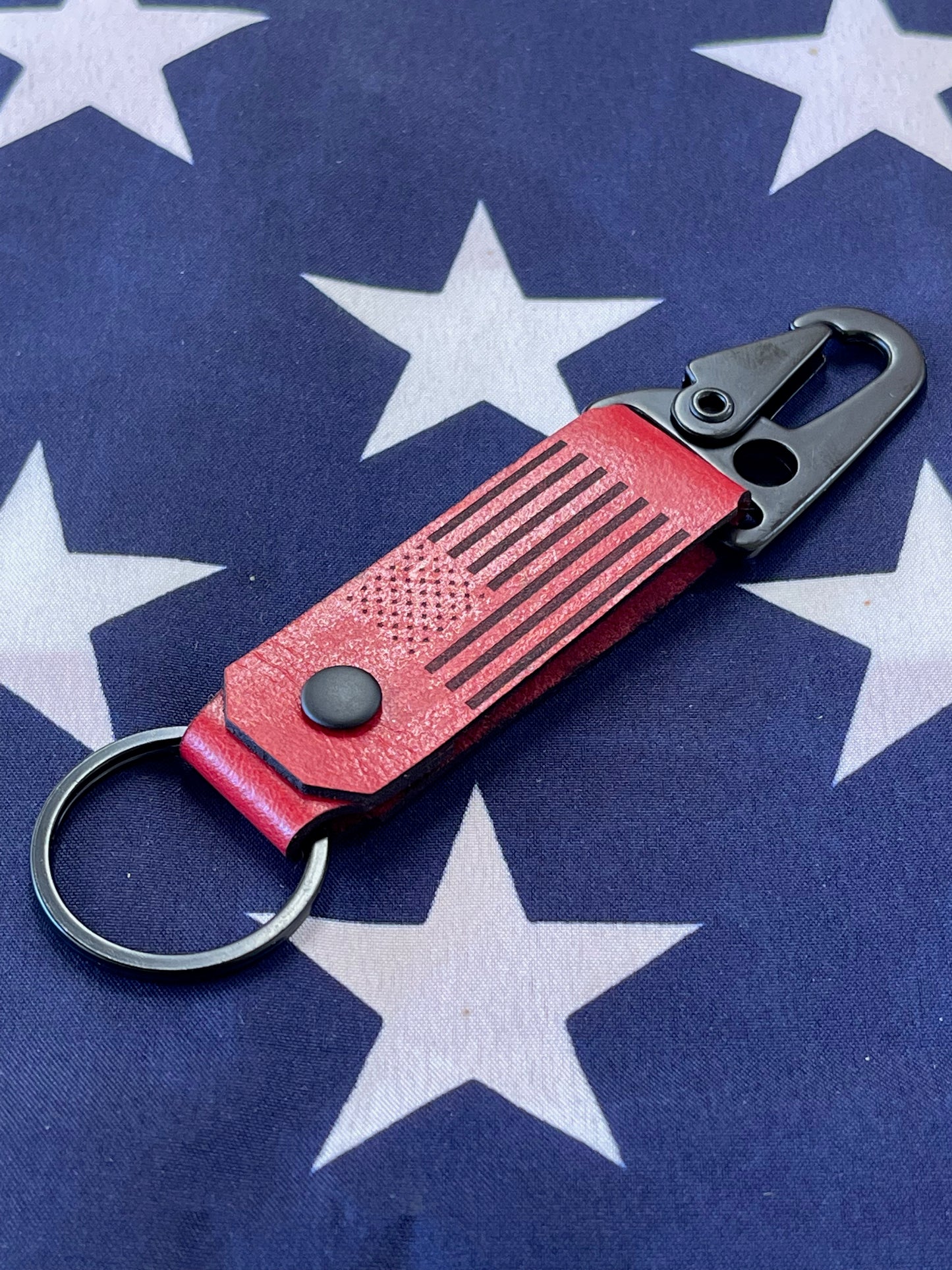 American Flag - Leather Keychain