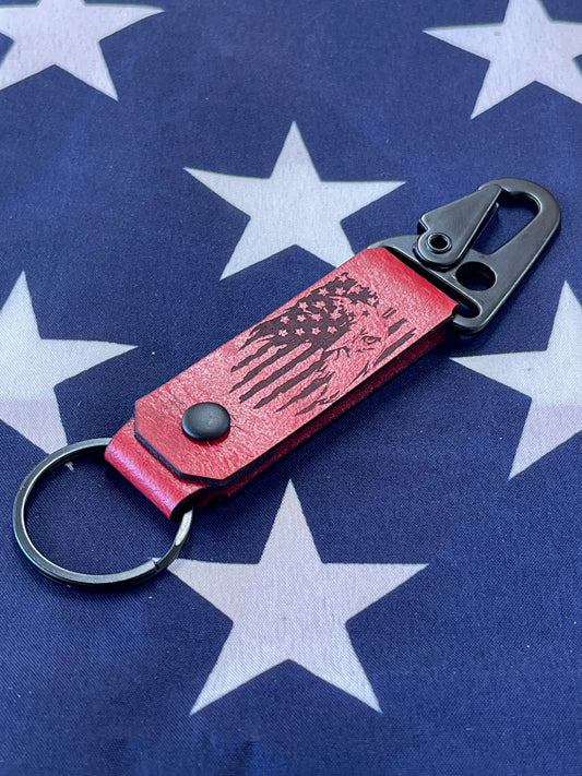 Eagle Flag - Leather Keychain