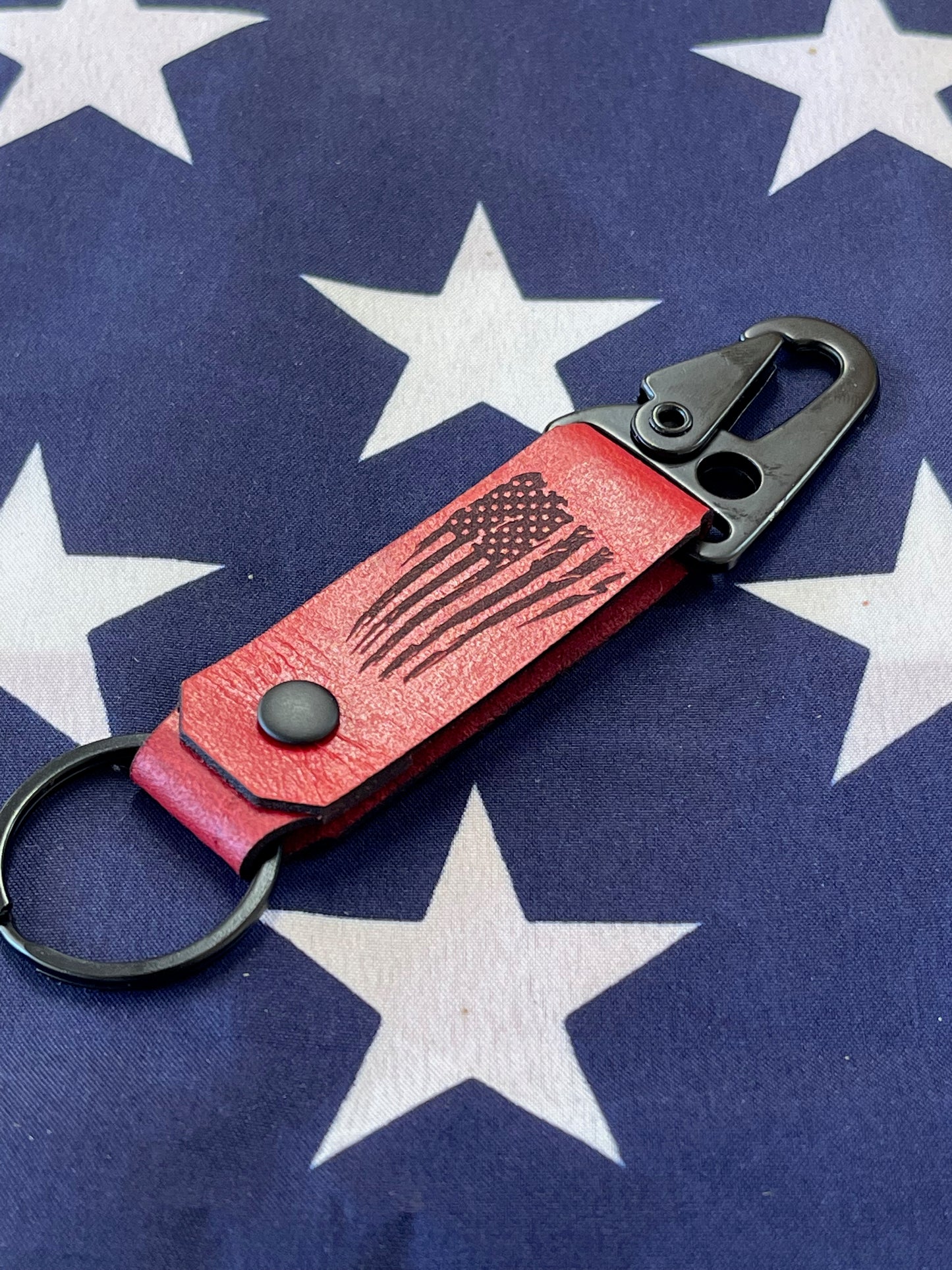 Waving Flag - Leather Keychain