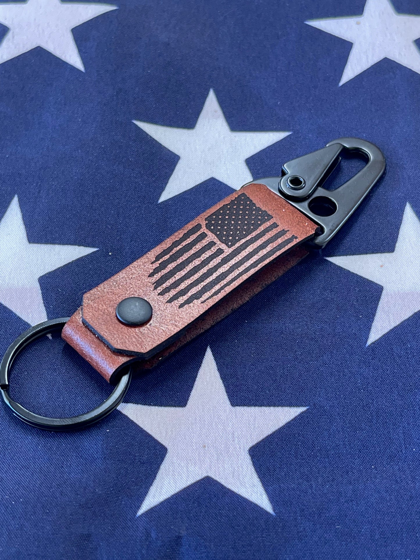 Tattered Flag - Leather Keychain