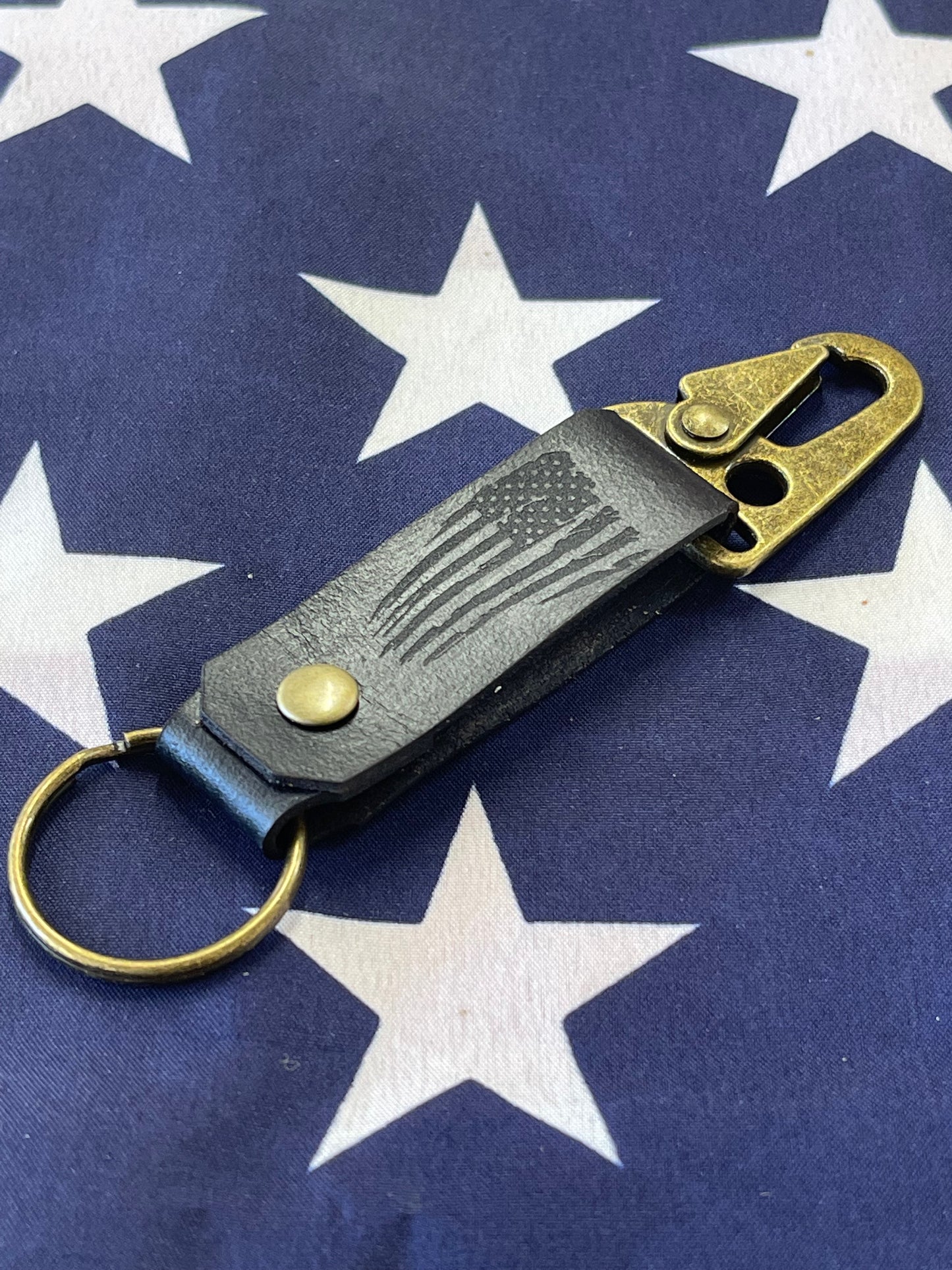 Waving Flag - Leather Keychain