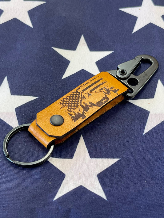 Mountains - Leather Keychain