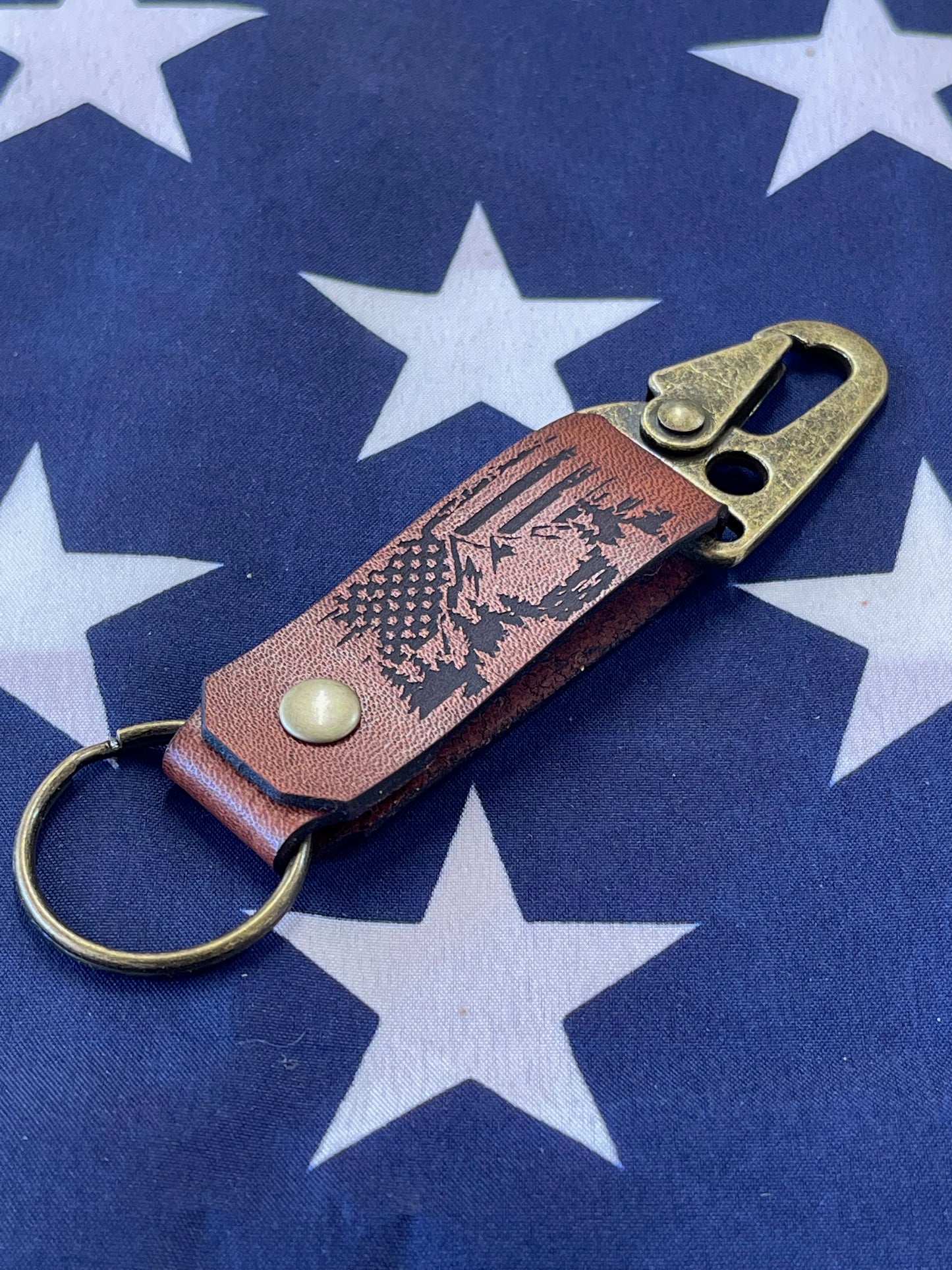 Mountains - Leather Keychain